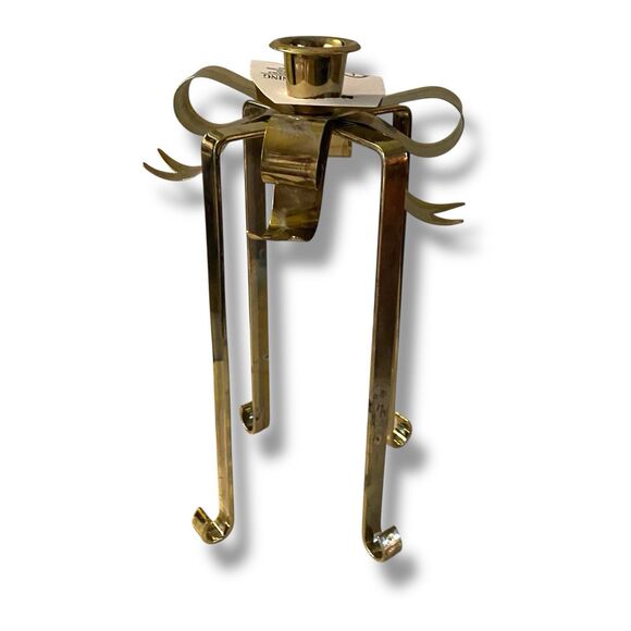Bows Galore Vintage 1980's Brass Bow Candle Stick Holders Set of 3 Christmas - Picture 6 of 13